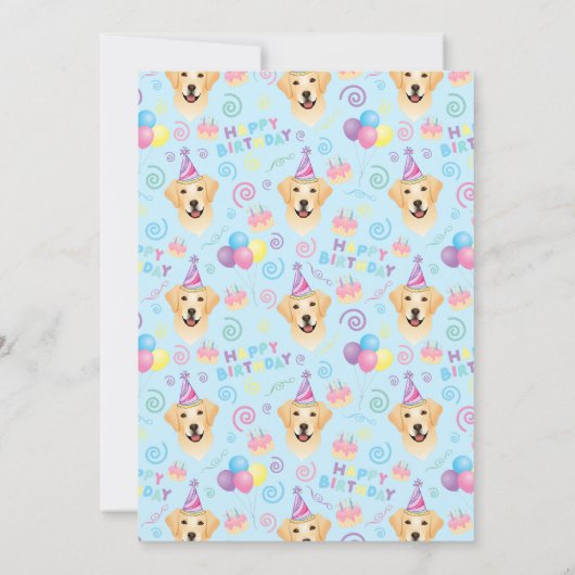 ラブラドール・レトリーバー 誕生日パーティー 招待状 青 (裏面)