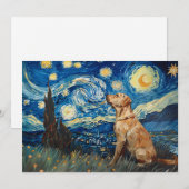 ラブラドール・レトリーバー 黄色 ラブ ドッグ スターリー・ナイト 招待状 (正面/裏面)