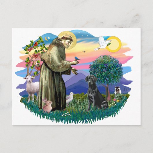 ラブラドール・レトリーバー（黒） ポストカード (正面)