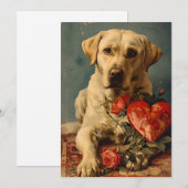 ラブラドール ヴィンテージ バレンタインデー シーズンカード (正面/裏面)