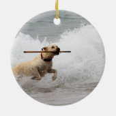 ラブラドール-黄色-策略行って下さい! セラミックオーナメント (裏面)