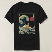 ラブラド日本の神奈川ウェーブサおもしろいーフドッグ Tシャツ (デザイン正面)