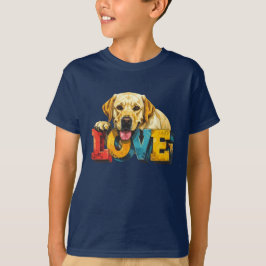 ラブラブなラブラドールのイラスト | 男の子の犬のグラフィック Tシャツ