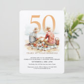 ラブラブな水彩画のカップル　結婚記念日 招待状 (スタンド正面)