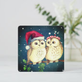 ラブラブのクリスマスフクロウ　スイート シーズンカード (スタンド正面)