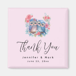 ラブラブのフクロウが木の枝に座ってありがとう マグネット