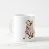ラブラブわんこ ピンクの花柄セーター コーヒーマグカップ (正面左)