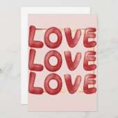 ラブラブハッピーバレンタインデーカードレッドピンク シーズンカード (正面/裏面)