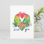 ラブラブバード熱帯水彩バレンタイン シーズンカード (スタンド正面)