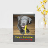 ラブラブル子犬愛犬家の誕生日カード カード (黄色い花)