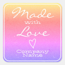 ラブラベルで作られたレインボークラフト紙ハート スクエアシール