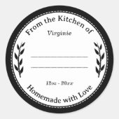 ラブラベルステッカー付き白黒ホームメイド ラウンドシール (正面)