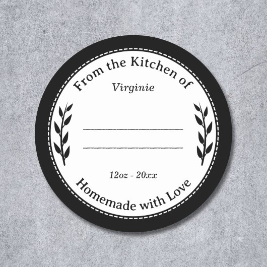 ラブラベルステッカー付き白黒ホームメイド ラウンドシール