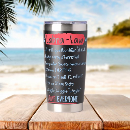 ラブラローおもしろいラブラドールラブラドールアイディアラボラバー 保温保冷タンブラー (ビーチ (回転後))