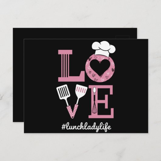 ラブランチレディーライフおもしろいヴァレンティーンズデイギフト ポストカード (正面/裏面)