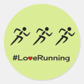 ラブランニングのハッシュタグのスローガン緑 ラウンドシール (正面)