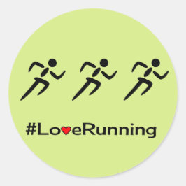 ラブランニングのハッシュタグのスローガン緑 ラウンドシール