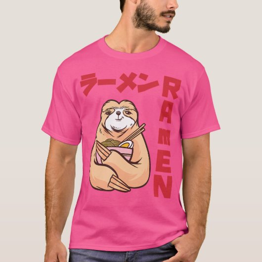 ラブラーメンアニメ麺かわいい日本のスロッスサーク Tシャツ (正面)