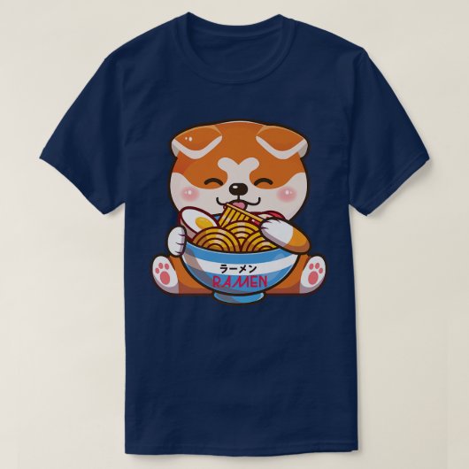 ラブラーメンドッグ千葉犬日本の麺かわいいA Tシャツ (デザイン正面)