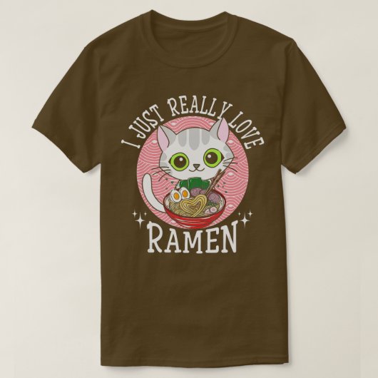 ラブラーメン日本のシャツかわいいアニメ猫 Tシャツ (デザイン正面)