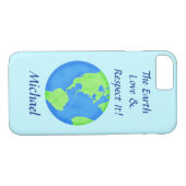 ラブリスペクトアースグローブネームパーソナライズされたブルー Case-Mate iPhoneケース (裏面(横))