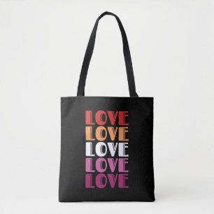 ラブリピート文字LGBTQレズビアンプライド トートバッグ