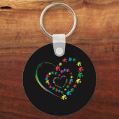 ラブリボンハートパズル自閉症啓発 キーホルダー (正面)