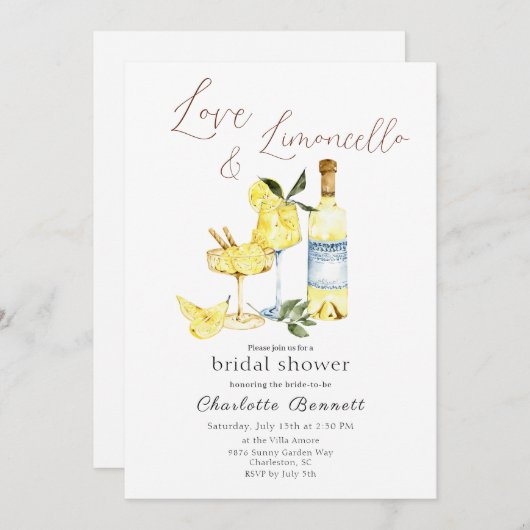 ラブリモンチェロカクテルブライダルシャワー 招待状 (正面/裏面)