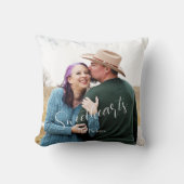ラブリーなふたりのエレガントなスクリプト写真名 クッション (正面)