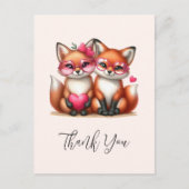 ラブリーなオレンジ色のキツネたちの恋愛に感謝 ポストカード (正面)