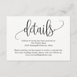 ラブリーなカリグラフィー結婚式詳細案内カード エンクロージャーカード