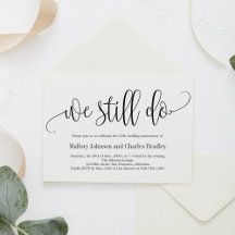 ラブリーなカリグラフィー結婚記念日招待状