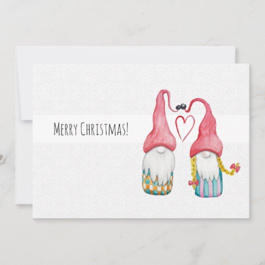 ラブリーなクリスマスノームの水彩画 手描き 招待状 (正面)