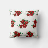ラブリーなクリスマス レッド フラワーズ サラシ枕 クッション (裏面)