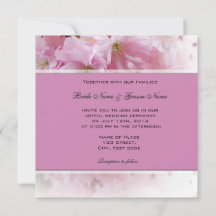 ラブリーなソフトピンクの桜のウェディング招待状