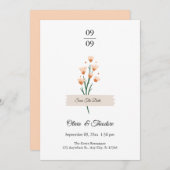 ラブリーなトレンディピンク水彩の野生の花のウェディング 招待状 (正面/裏面)