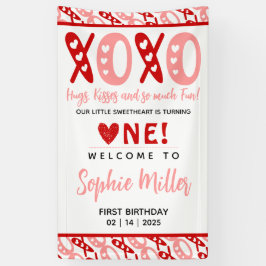 ラブリーなハグ＆キス バレンタインデー 初誕生日 横断幕