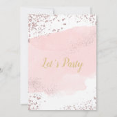 ラブリーなピンクのぼかし絵の具の筆跡にキラキラの輝き 招待状 (裏面)