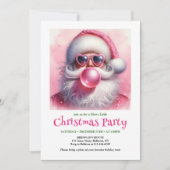 ラブリーなピンクのサンタがかわいい水彩の招待状 招待状 (正面)