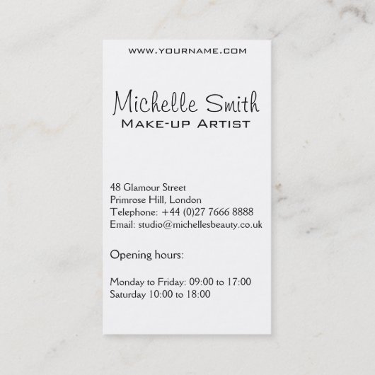 ラブリーなピンクの唇 メイクアップアーティストの名刺 名刺 (裏面)