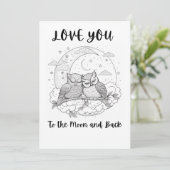 ラブリーなフクロウのぬりえバレンタインデーカード ハート シーズンカード (スタンド正面)