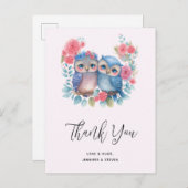 ラブリーなフクロウのカップルが木の枝に座ってありがとう ポストカード (正面/裏面)