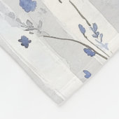 ラブリーなラベンダー ホワイト フラワーストライブ  ブライダルシャワー フリースブランケット (角)