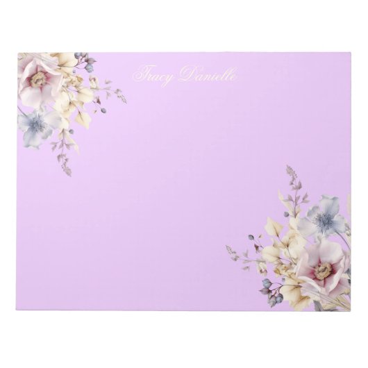 ラブリーなラベンダー 春の花束 ノートパッド (正面)