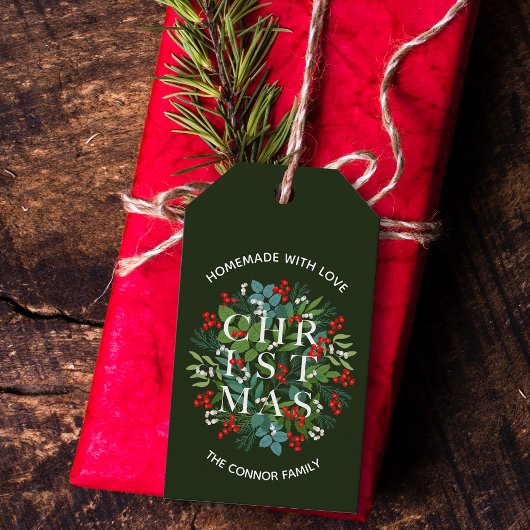 ラブリーな手作りのクリスマスタイポグラフィ ギフトタグ