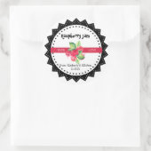 ラブリーな手作りラズベリージャムのラベル 現代風な赤いデザイン ラウンドシール (バッグ)