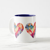 ラブリーな方への水彩ダイヤモンドハート ツートーンマグカップ (正面左)