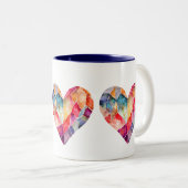ラブリーな方への水彩ダイヤモンドハート ツートーンマグカップ (正面右)