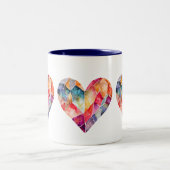 ラブリーな方への水彩ダイヤモンドハート ツートーンマグカップ (中央)