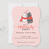 ラブリーな猫たちのバレンタインデーパーティー招待状 シーズンカード (正面)